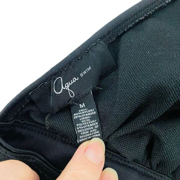 Aqua Swim Womens Black Tie Up Halter Neck Bra Top Size Medium - Picture 5 of 6